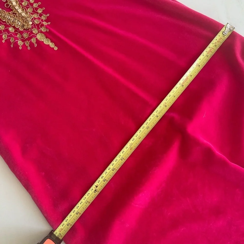 Vintage Moroccan Caftan / Kaftan from Africa Raspberry Pink Velvet S - Picture 3 of 7